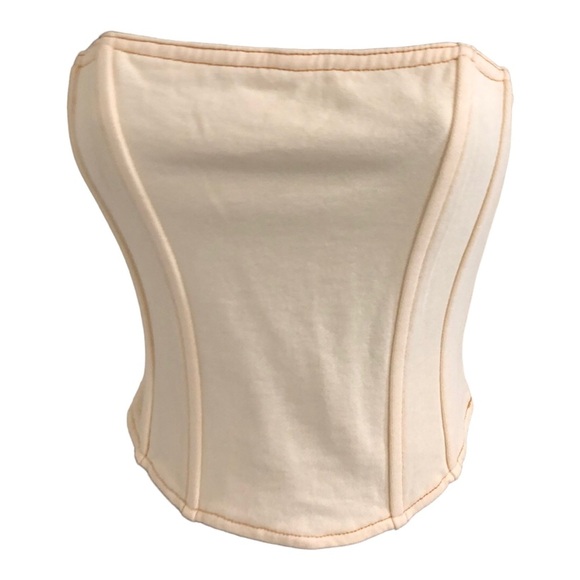 Steve Madden cream vintage washed look strapless stretch crop corset bustier   M - Picture 9 of 14